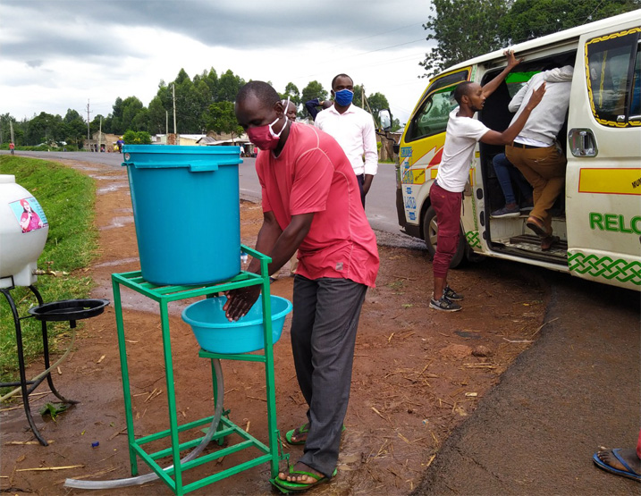 Hygienestation gegen das Coronavirus in Busia