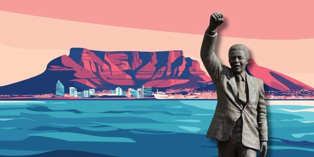 Ubuntu Leadership: Nelson Mandela vor der Kulisse von Kapstadt