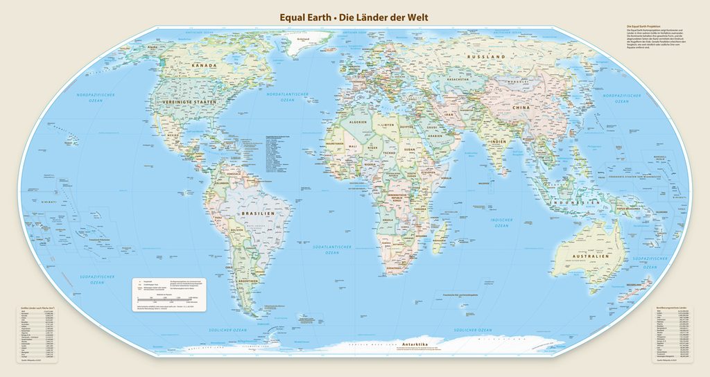 Weltkarte in der Equal-Earth-Projektion